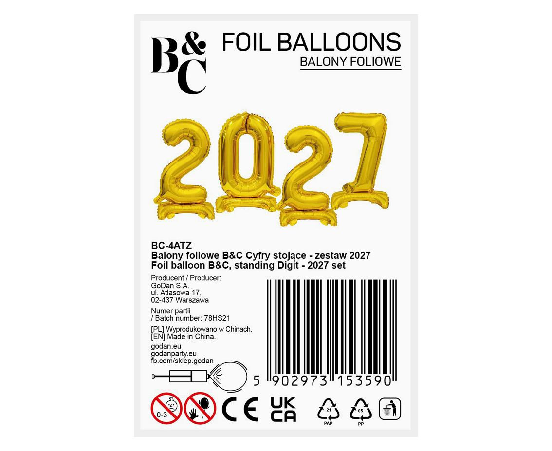 Foil balloon B&C, standing Digit - 2027 set
